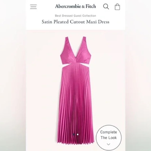 Abercrombie Satin Pleated Cutout Maxi Dress - Hot Pink. Women’s size Small. - Picture 1 of 6